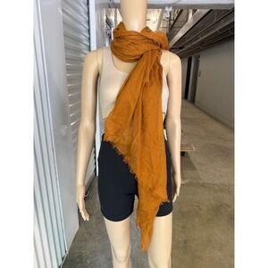 CHAN LUU Ginger Orange Modal Cashmere Scarf Frayed Wrap BRH-SC-313 NEW